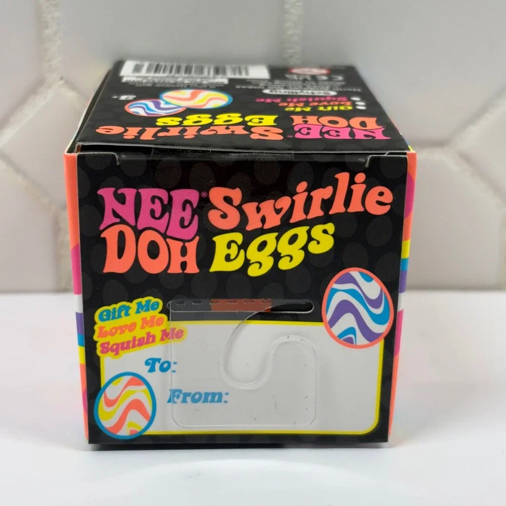 Schylling NeeDoh Swirlie Eggs Unisex OS Orange Yellow Swirl Sensory Fidget Toy